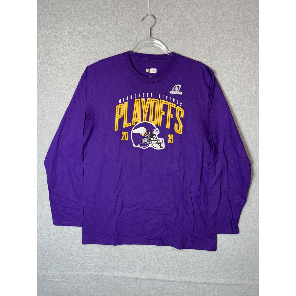 Minnesota Vikings Shirt Long Sleeve Mens Large Purple NFL Football Playoffs 2019